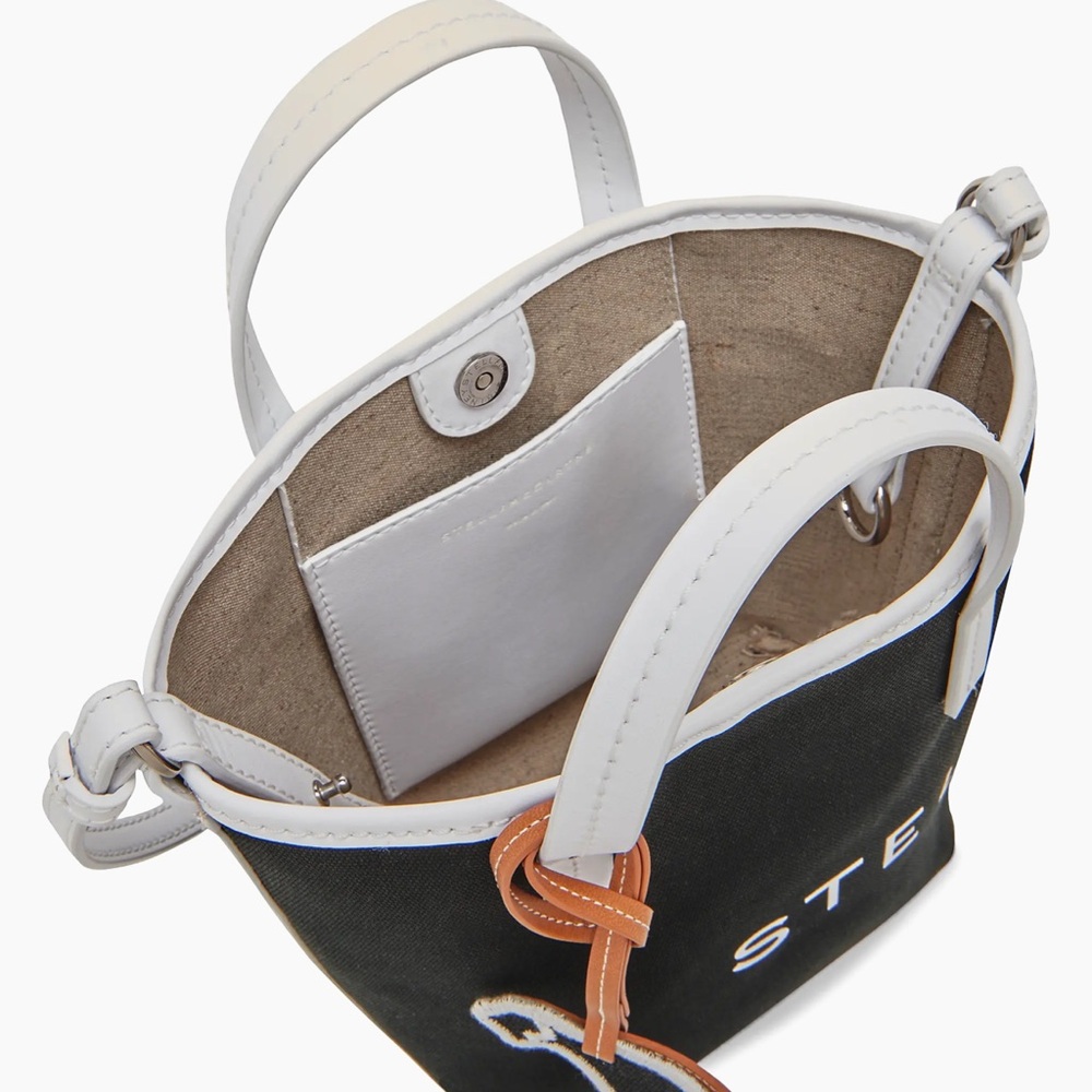 Stella McCartney Black and White Crossbody top handle canvas bucket Bag NWT - Picture 6 of 6